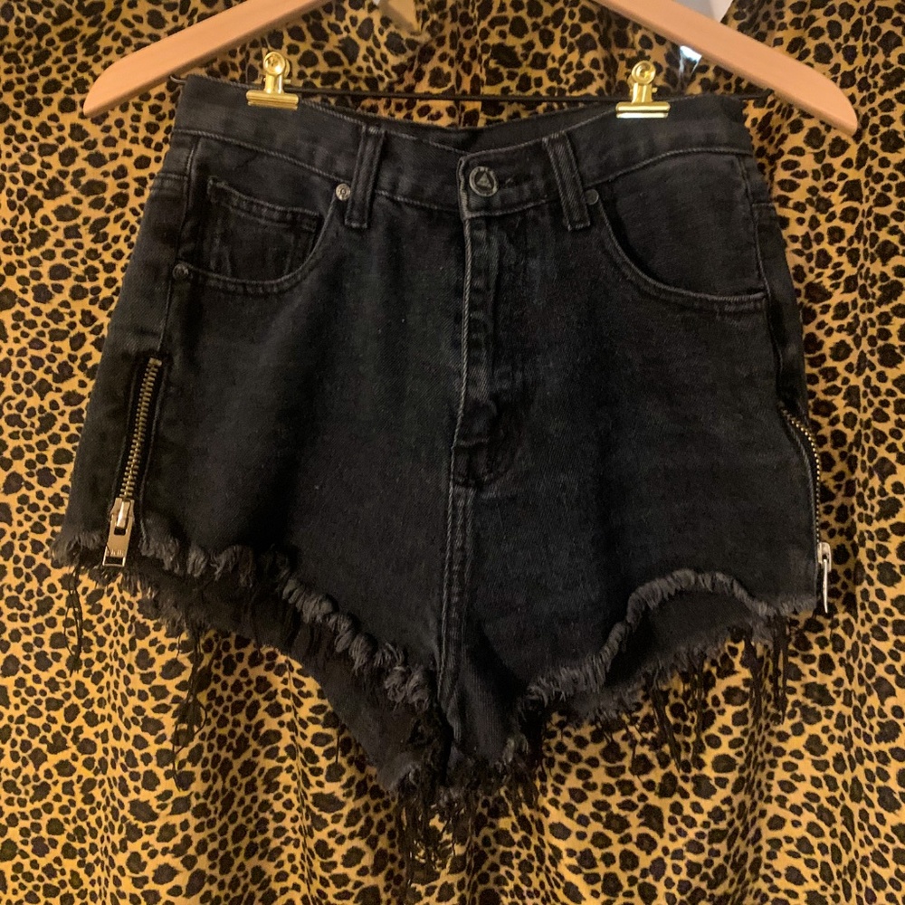 Black Denim UNIF cutoffs